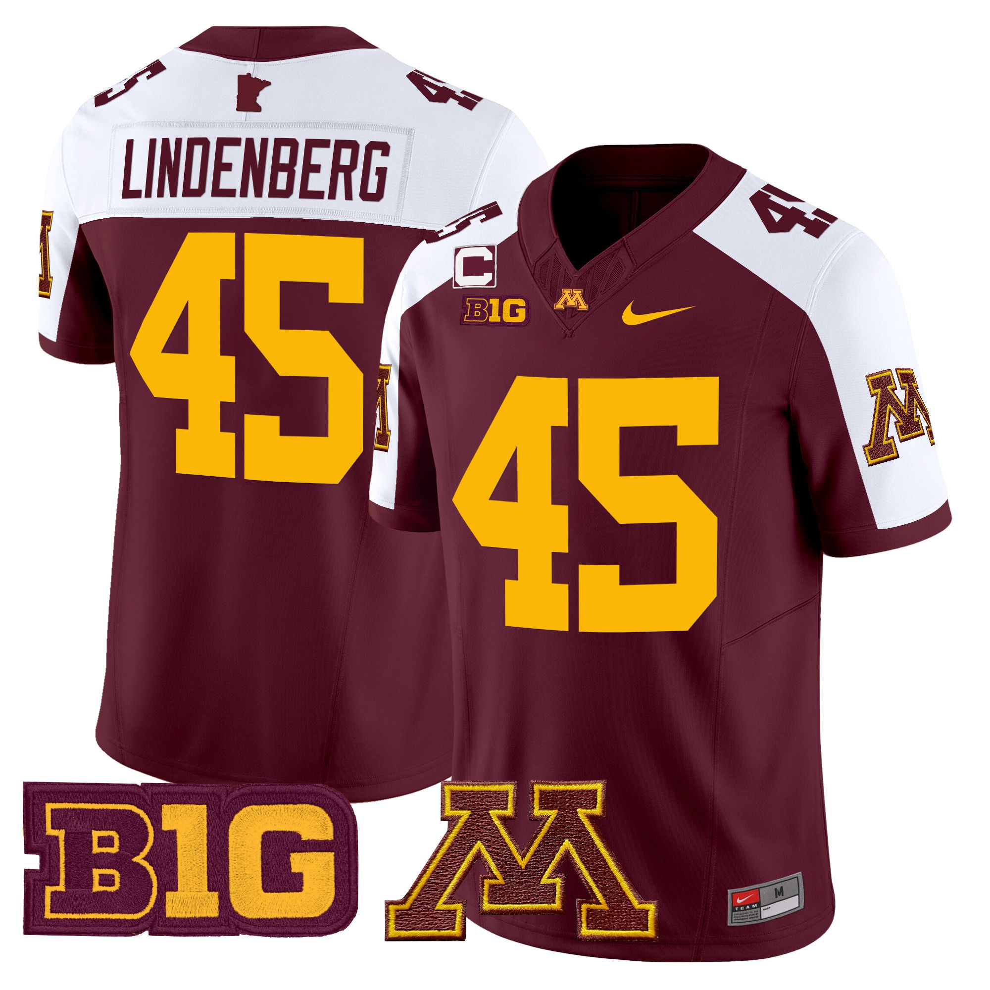 Men Minnesota Golden Gophers #45 Lindenberg Red Nike 2024 Vapor Limited NCAA Jersey->customized ncaa jersey->Custom Jersey